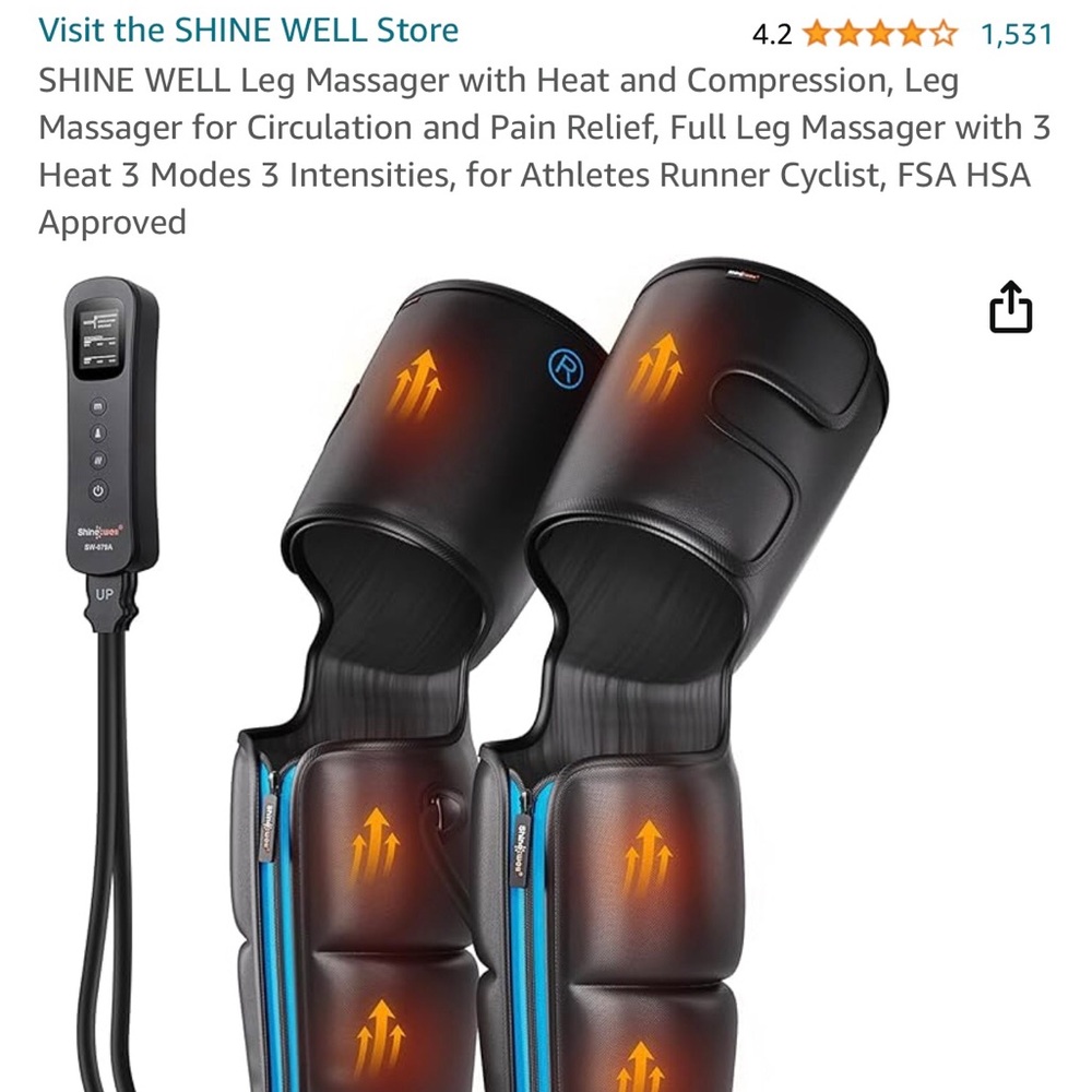 Shine Well Air Compression Leg Massager with Heat